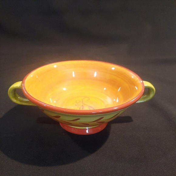 Houston Harvest Ceramic Pedestal Soup Bowl with Handles ~ Set of 2 - Picture 3 of 8